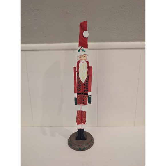 Vintage Santa Claus Figurine Hand Carved Wood Jointed Arms Folk Art 17" Tall - Picture 3 of 14